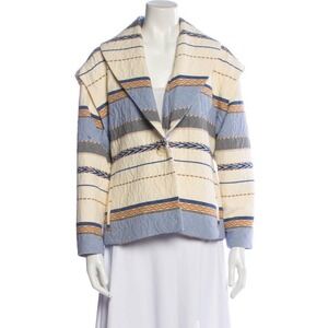 Intermix‎ Quilted Striped One Button Blazer Southwestern Pattern Sz P (fits a M)